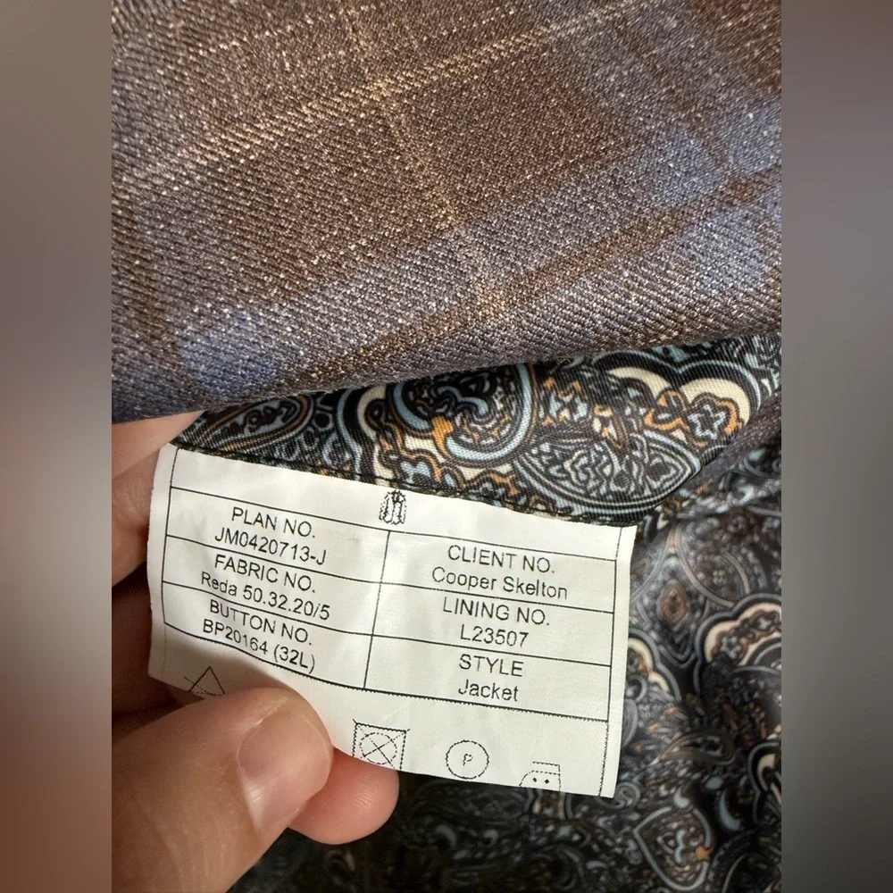 REDA 1865 Italy Traceable Wool and Silk Brown and Blue 2 Button Blazer Jacket